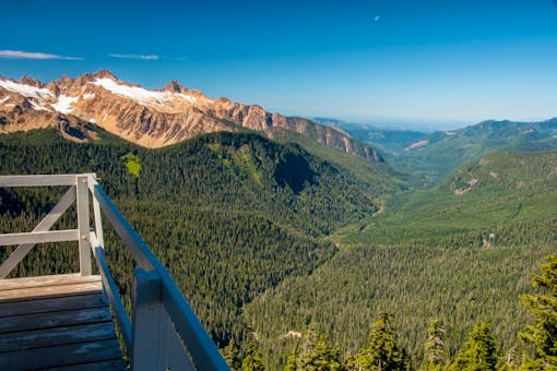 Looking down the Middle Fork of the Nooksack River from Park Butte Lookout, Mt. Baker-Snoqualmie National Forest. 