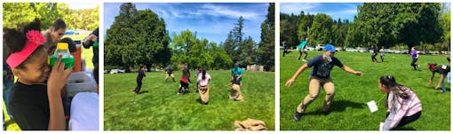 Students from Fern Hill and Blix continue to get hands-on experience, including participating in a spirited game of Orcas and Salmon