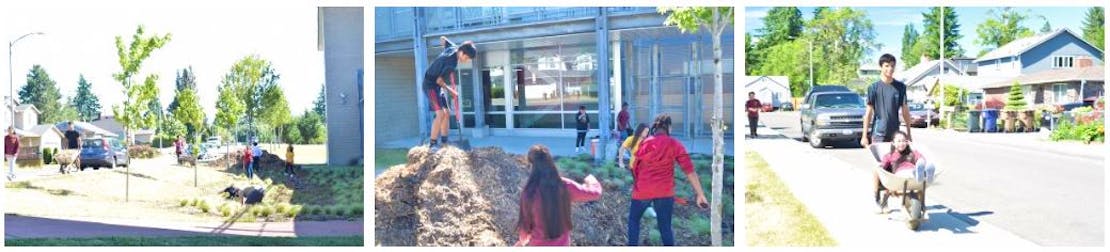 Students at Baker Middle School keep their raingarden in tip-top shape