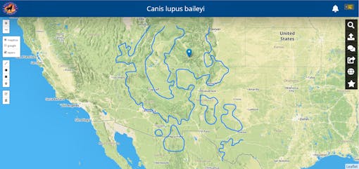 Refined range map for mexican gray wolf