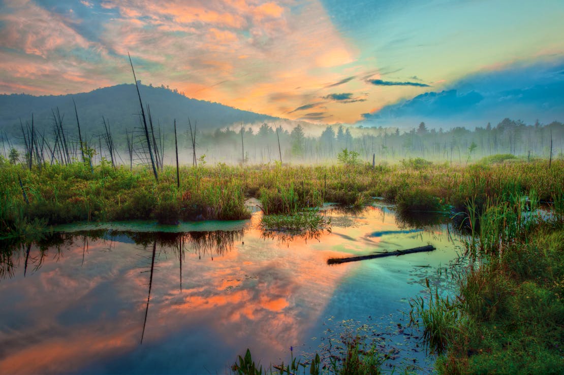 Moxham Mountain New York wetland at sunset 