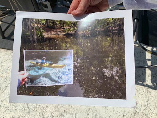 Karen's photo of the kayaker on a spring during the 2016 drawdown 