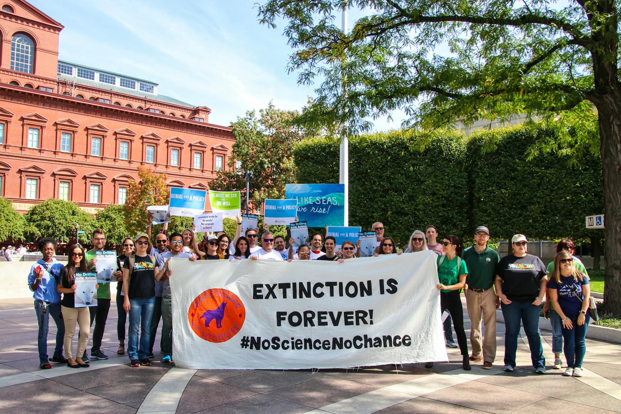 Climate Strike DC - Defenders Staff with Banner