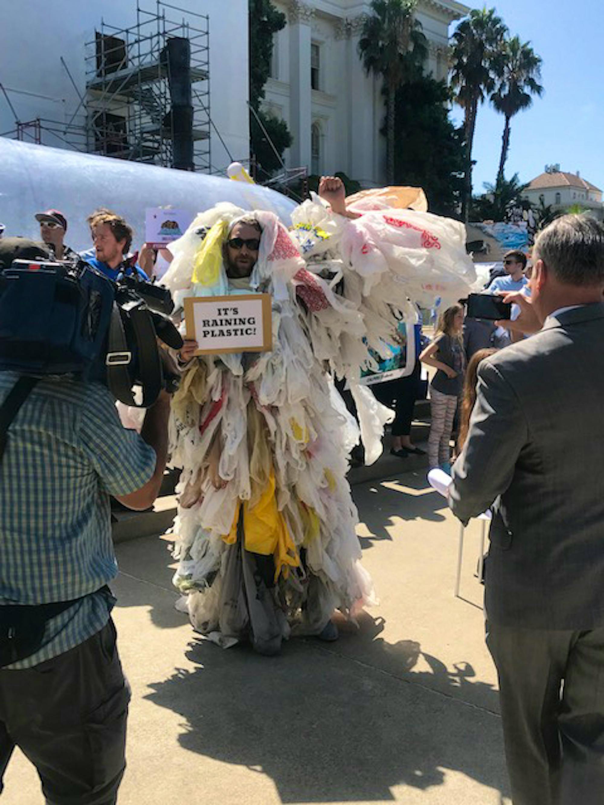 Plastic bag man plastic lobby day