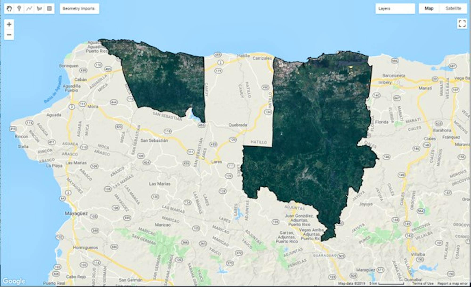 Satellite imagery of turtlefat’s current range according to the Fish and Wildlife Service  (b) in April – September 2019..jpg