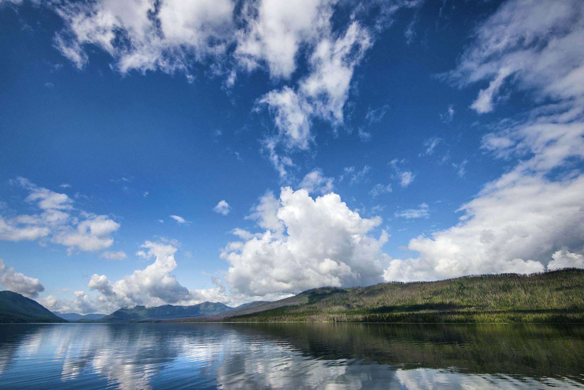 Blue sky over lake Glacier NP