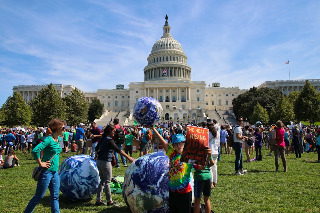 Climate strike DC Kid with Earth and Sign