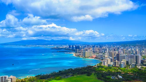 Downtown Honolulu and Waikiki from Diamond Head 