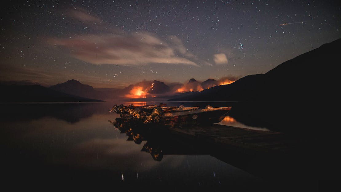 A Clear Night over the Sprague Fire in the summer/fall 2017 at Glacier National Park