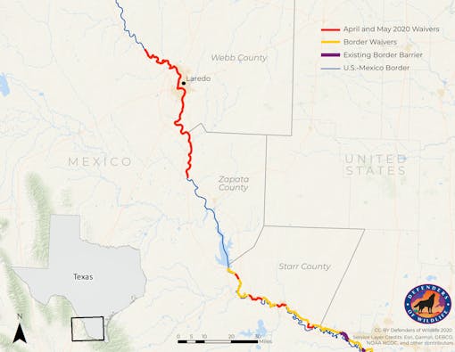 Map of texas border wall