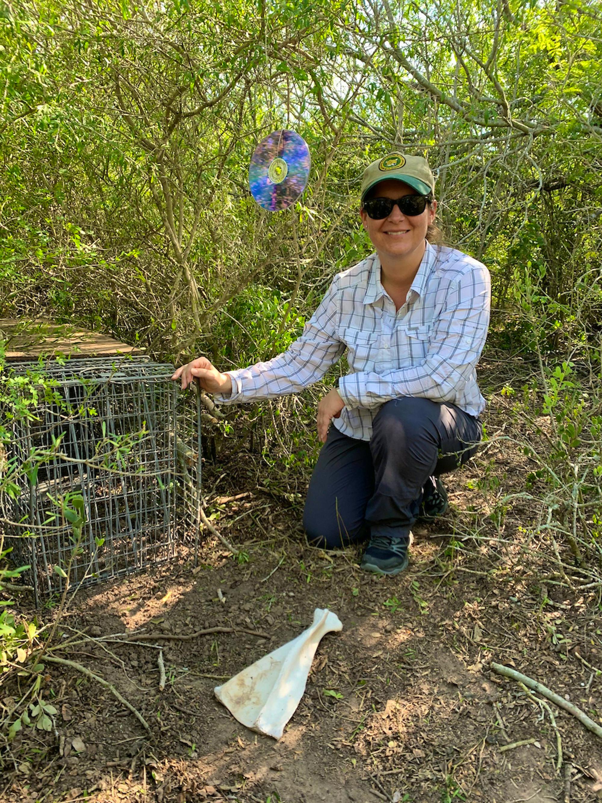 Shari with ocelot crate in Laguna Atascosa NWR