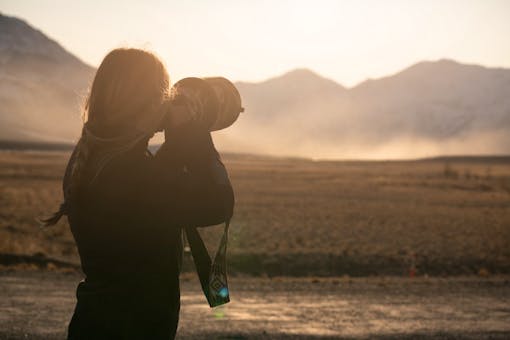 Claire Oswald photographing in Yukon Territory