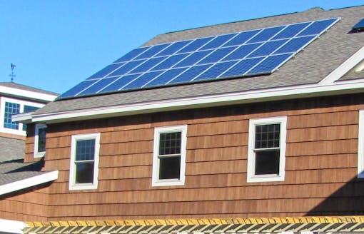 Solar panels on the roof of the Long Island National Wildlife Refuge visitor center