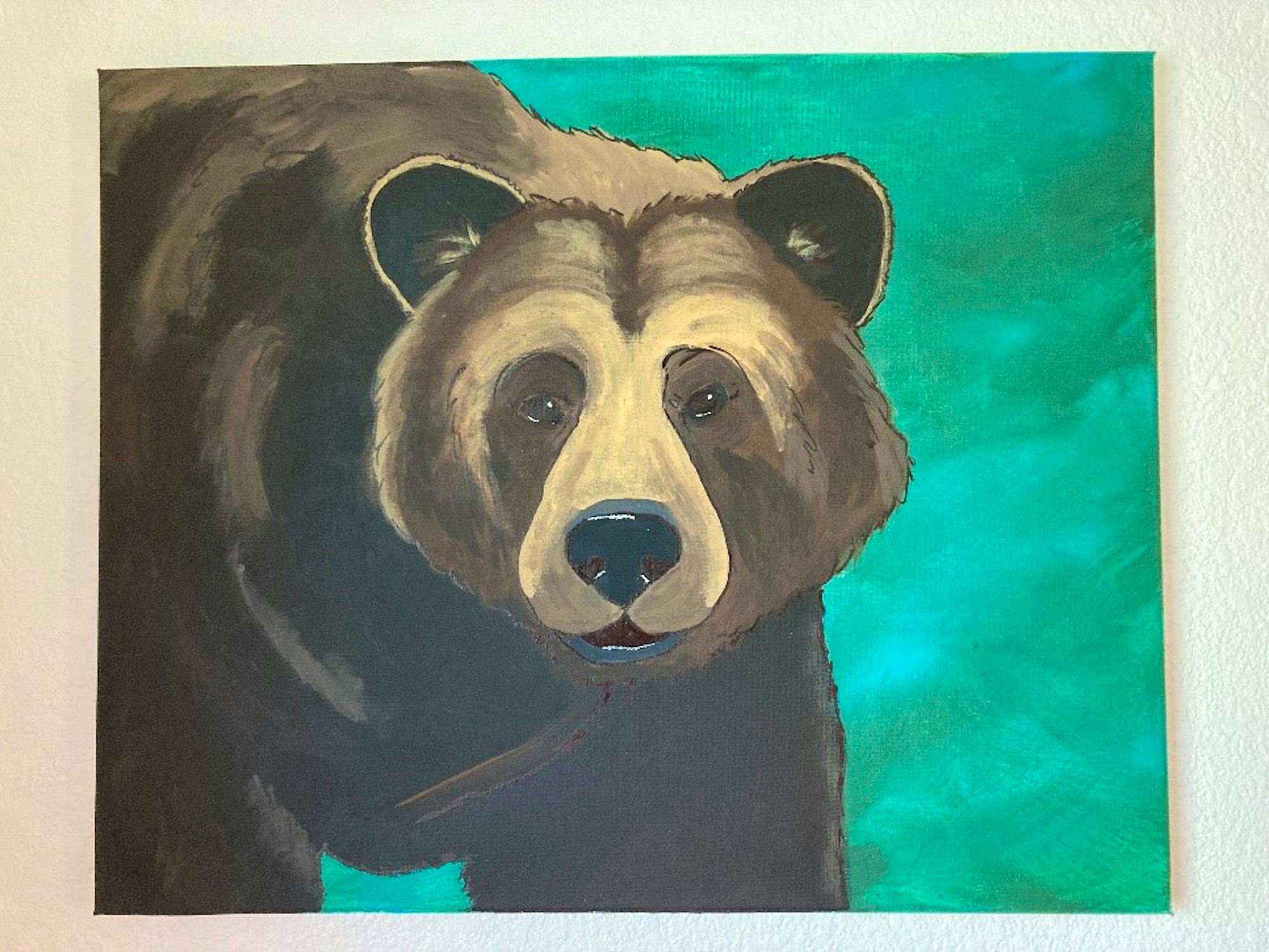 Brown Bear Paint Night in Alaska - brown bear painted by Jen