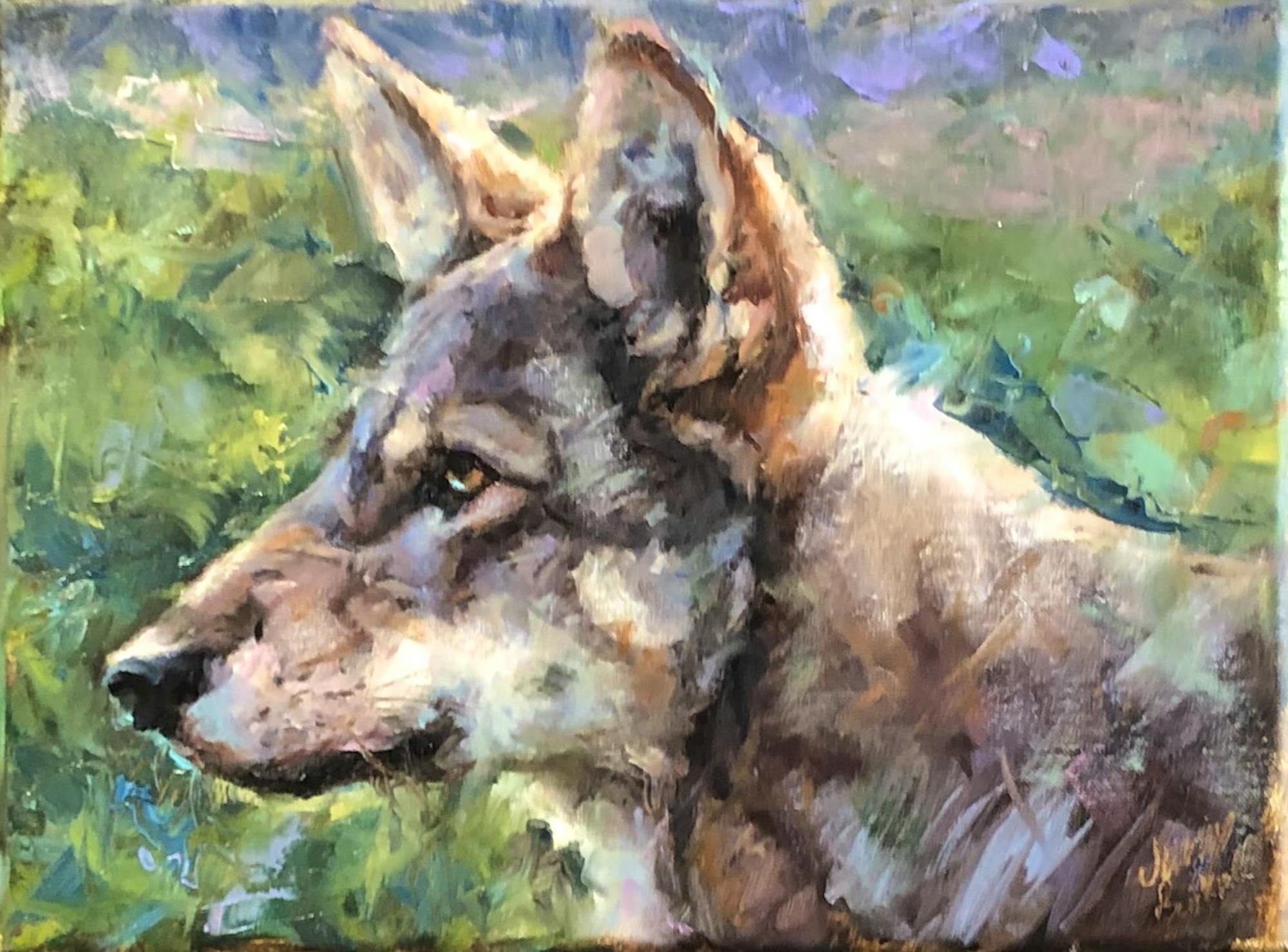 red wolf painting