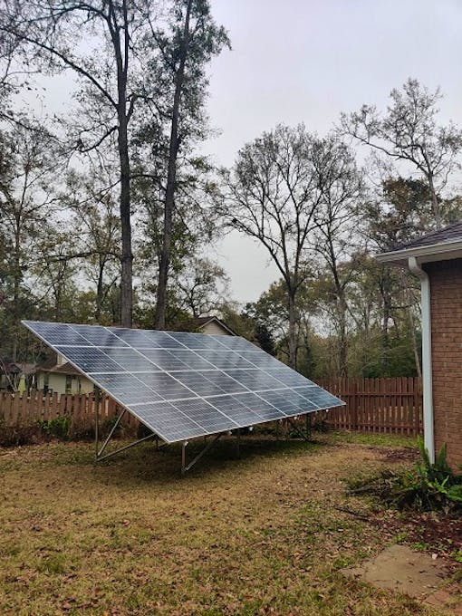 Solar panels in yard