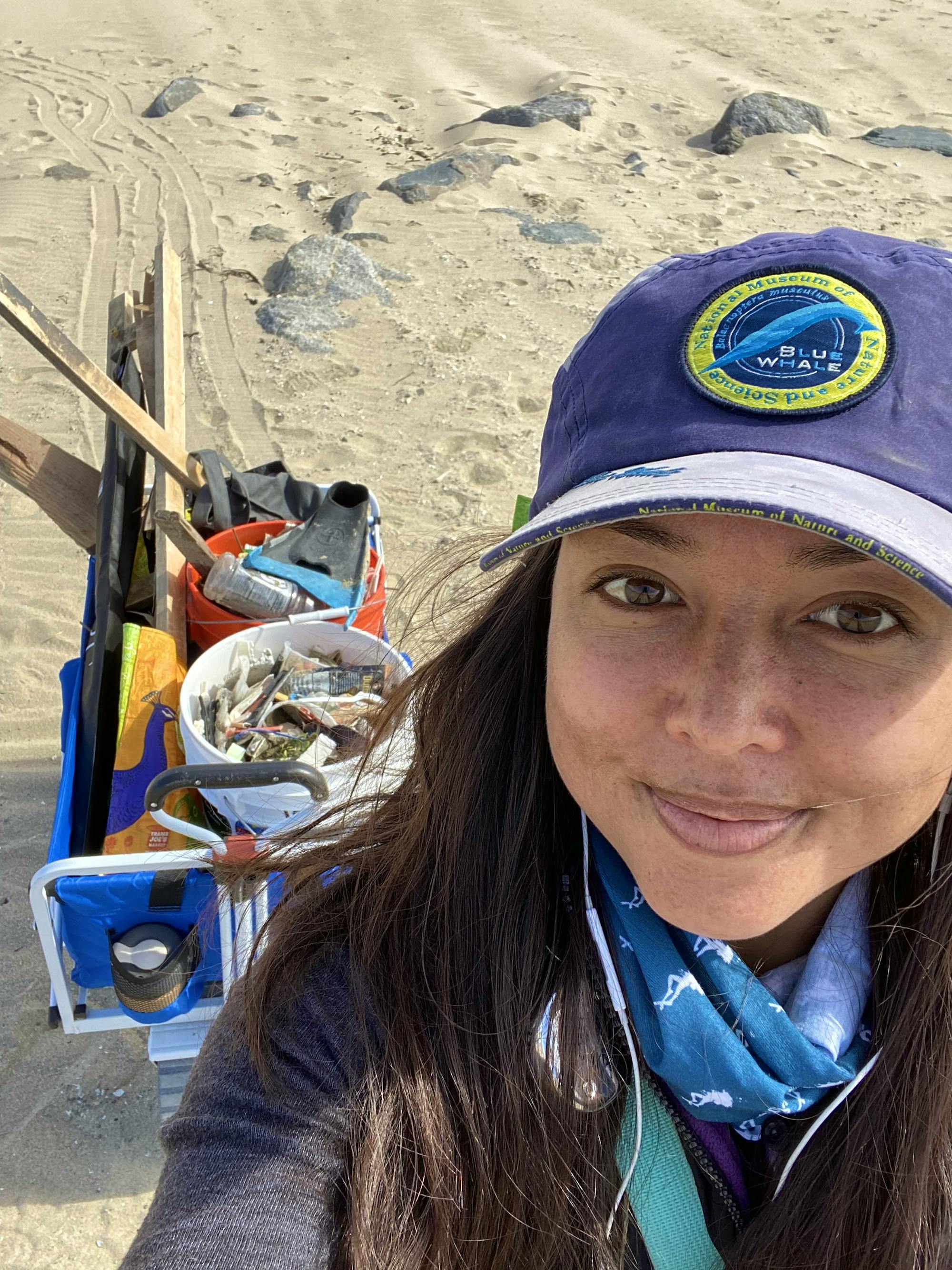 Beach cleanup selfie