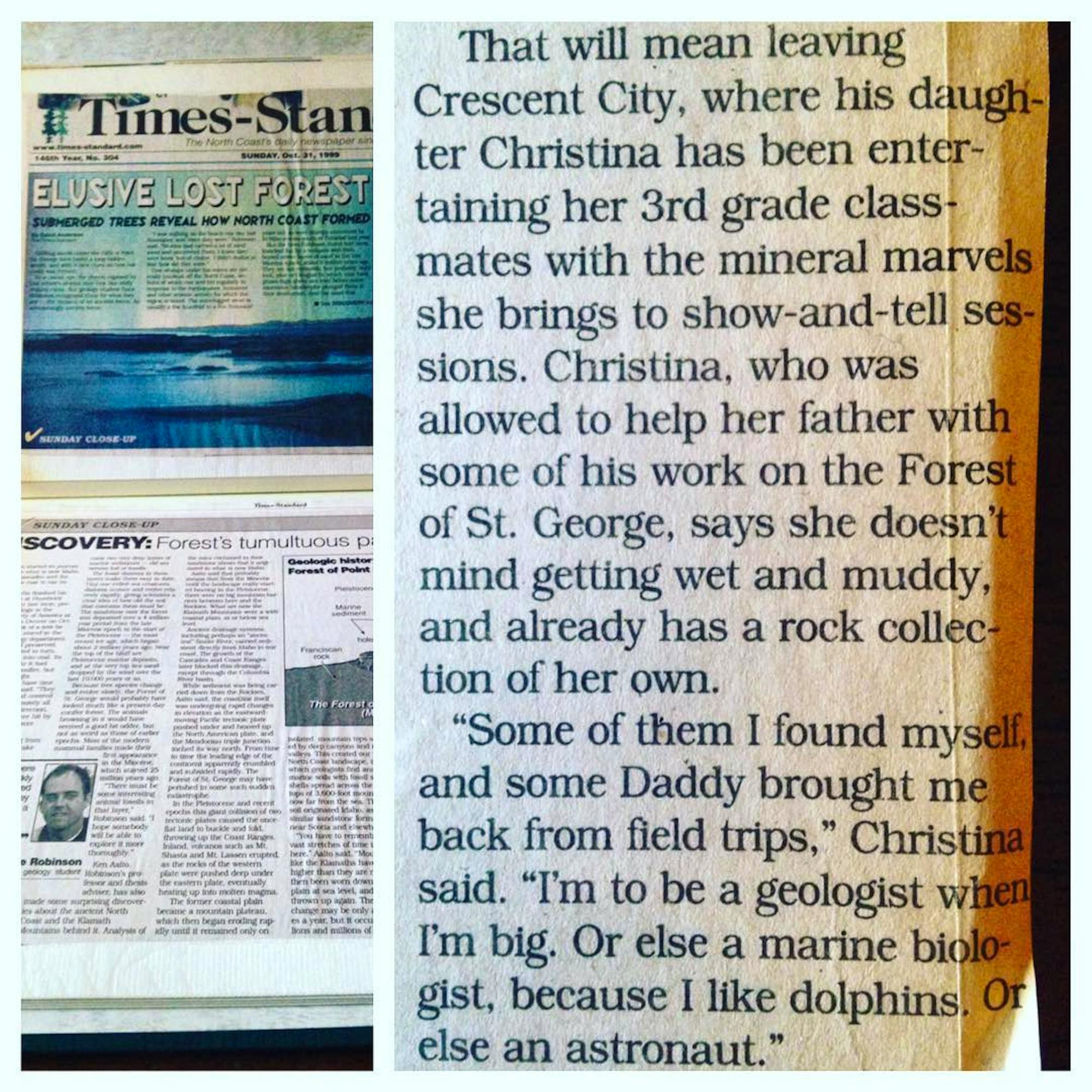 Quote from Cristina in newspaper