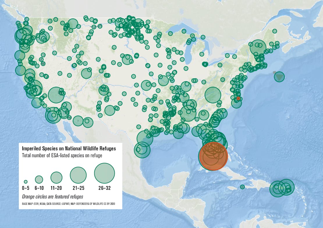 Map of Imperiled species on National Wildlife Refuges