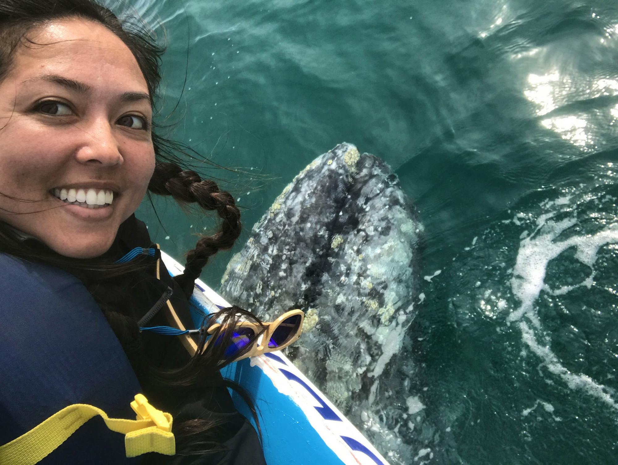 Cristina with gray whale