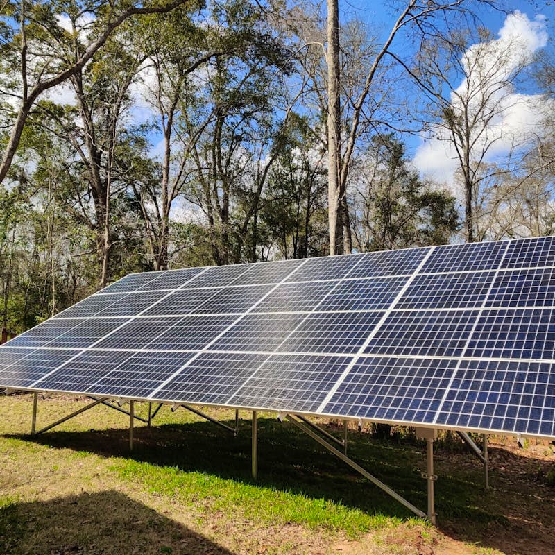 Solar panels in yard