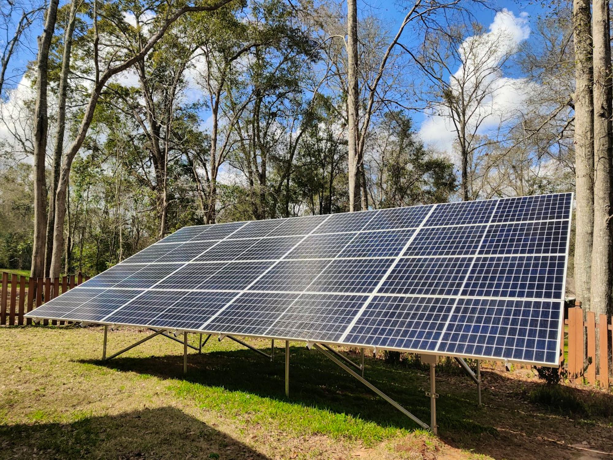 Solar panels in yard