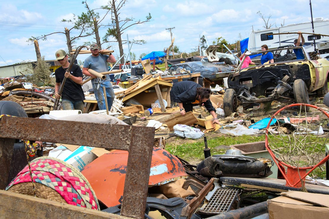 Tornado damage, Mississippi