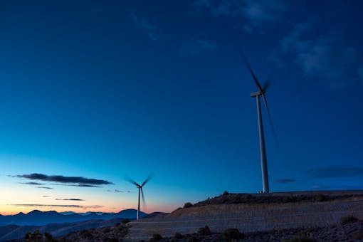 Wind turbines in the Sierra Nevada Mountains, California