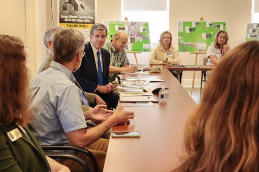 NPCA’s Steve Goodman emphasizes to Gov. Cooper the evidence-based approach to this work.