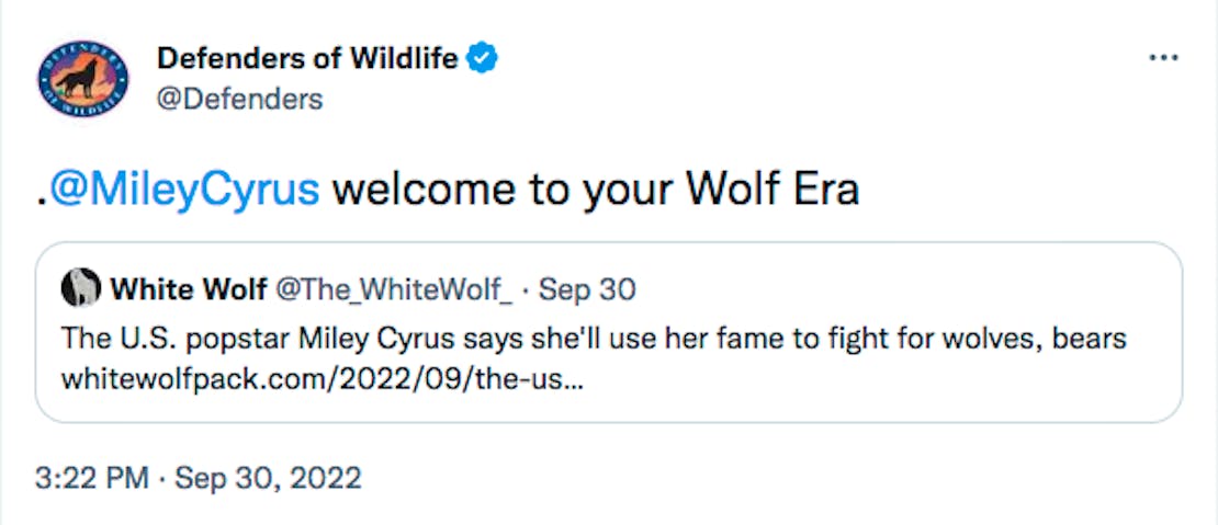 Miley Cyrus wolf tweet