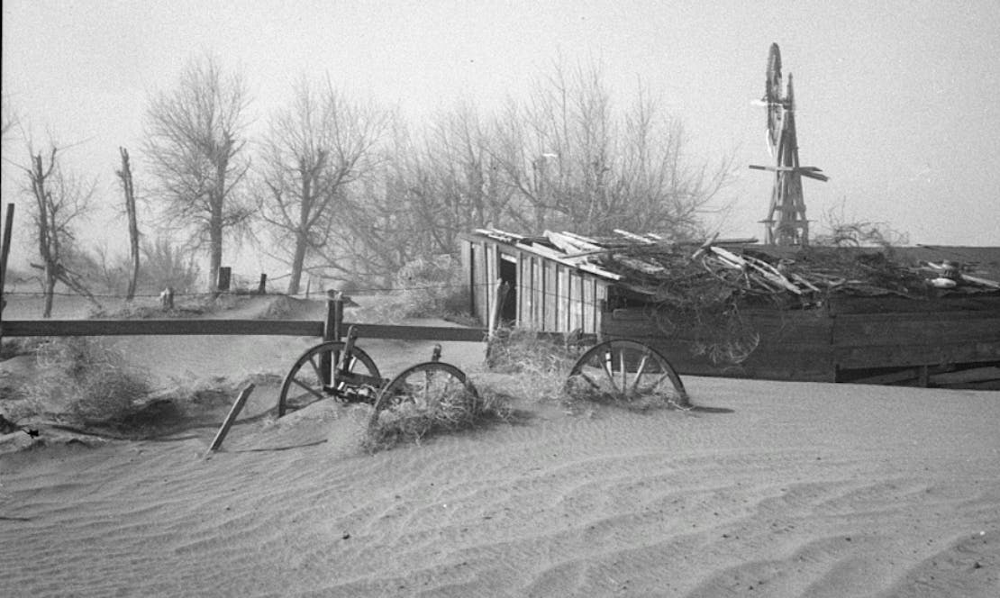 Results of a dust storm. Cimarron County, Oklahoma in 1936.