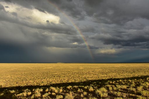 Rainbow Over Sagebrush Landscape