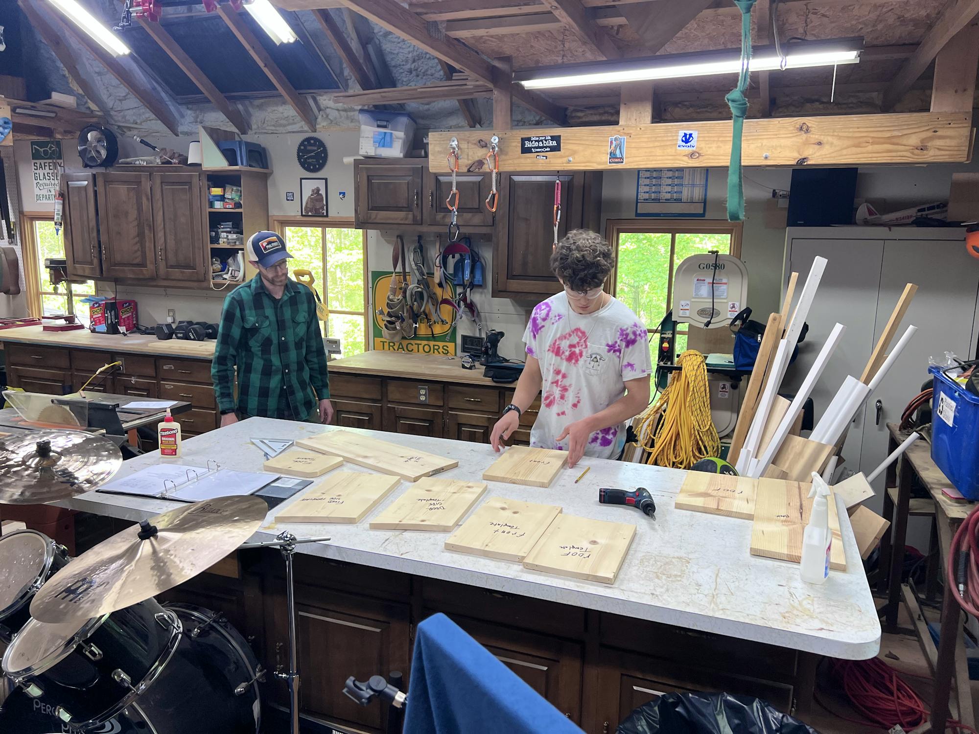 2023.09.14 - SE - Northern Saw-Whet Owl Box Project - Colin holding and assembling pieces - Erin Fowler, Scraps of Lace Photography