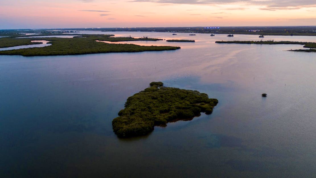 Pelican Island Aerial Photo at Sunset- Ian Shive-USFWS