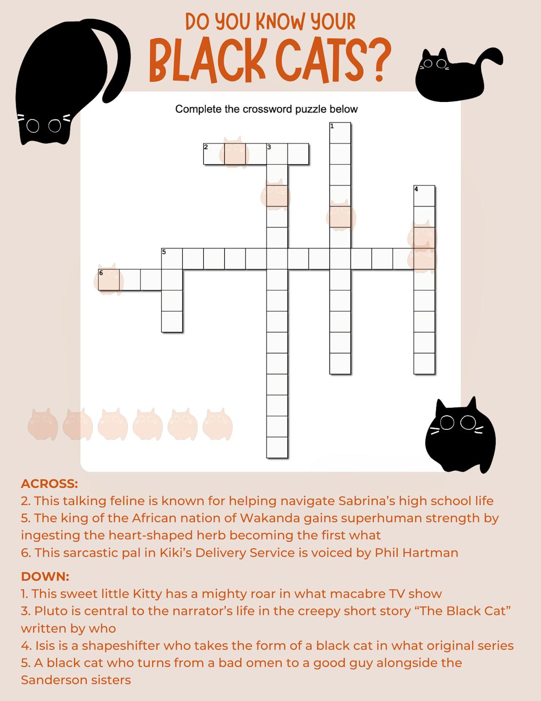 Cross Word - Do you know your black cats? 