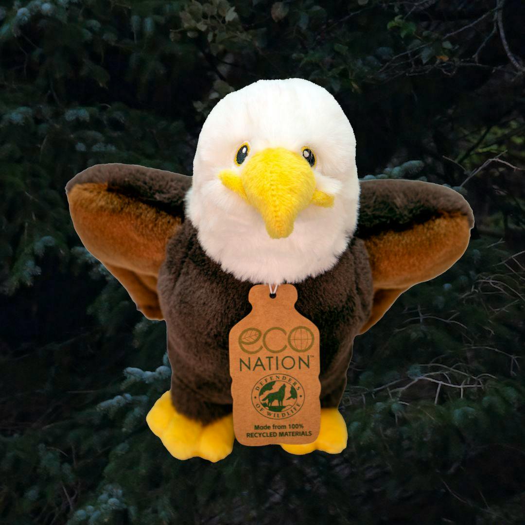 bald eagle plushie - with tag - with background