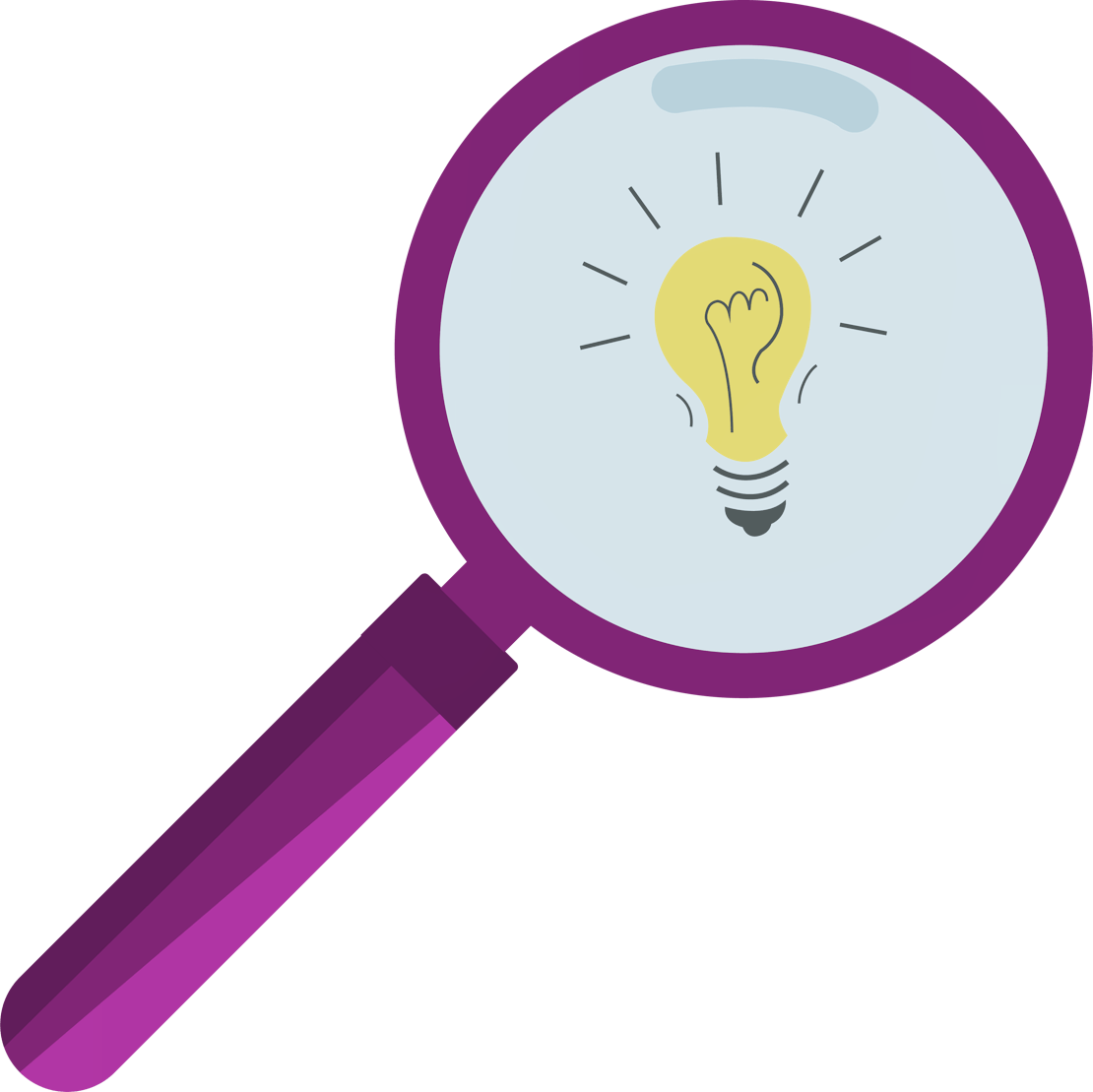 magnifying glass with light bulb 