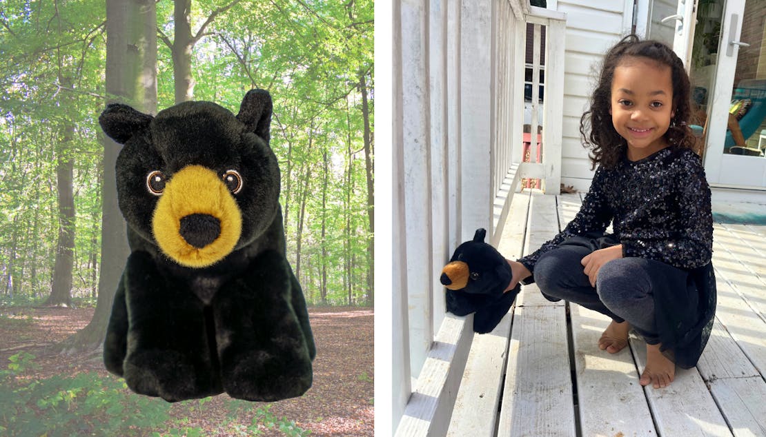 Black bear side by side plushie