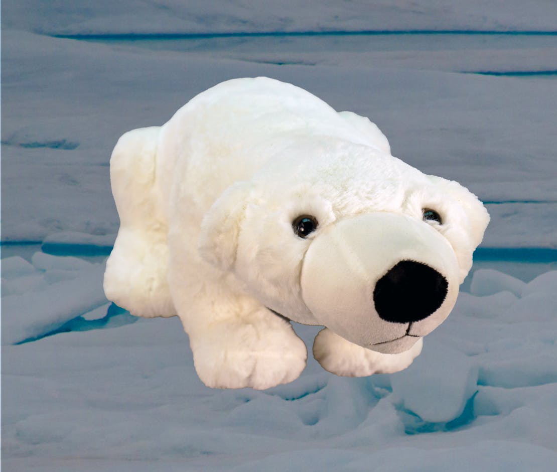 polar bear plushie with background
