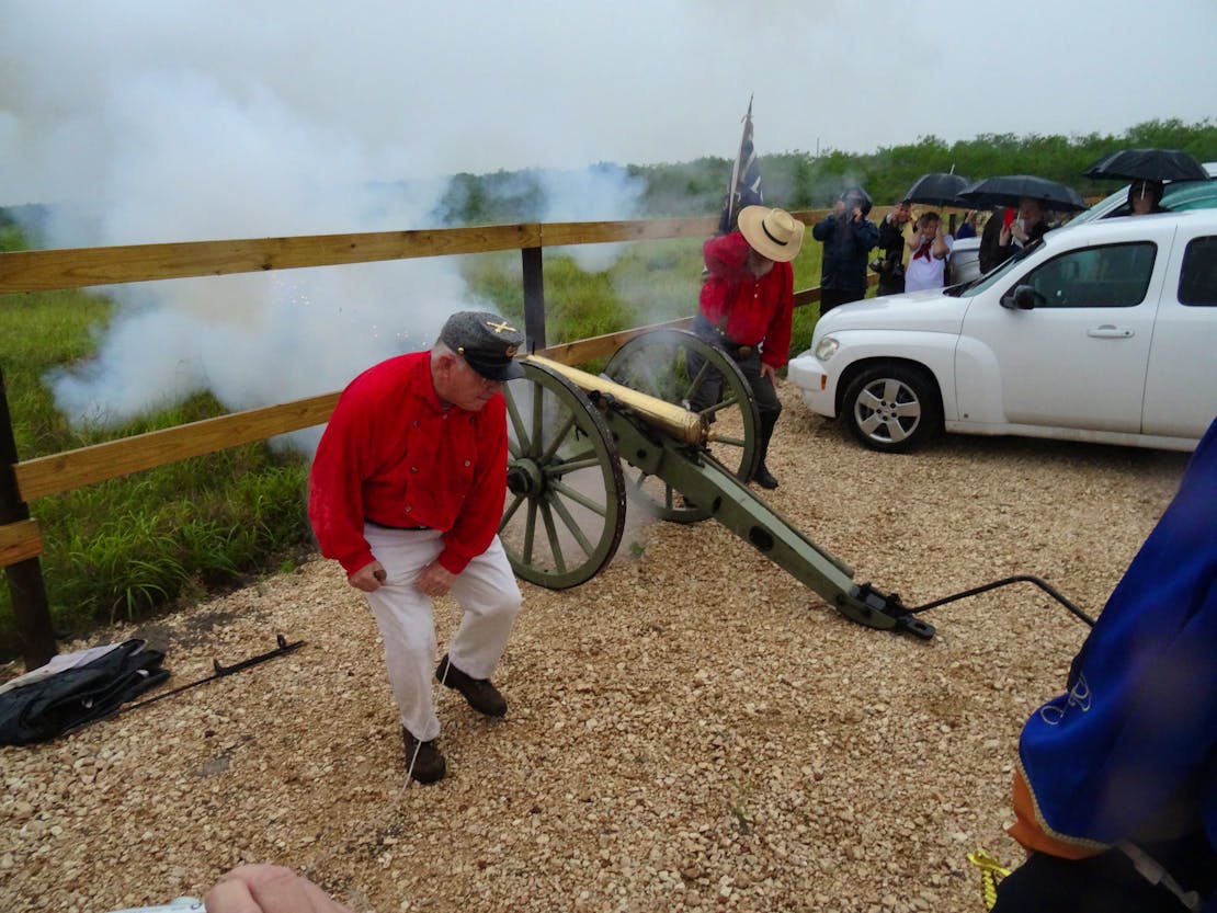 Cannon fire at the Palmito Ranch Battlefield at Lower Rio Grande Valley National Wildlife Refuge in Texas in 2015 marked the 150th anniversary of the U.S. Civil War.