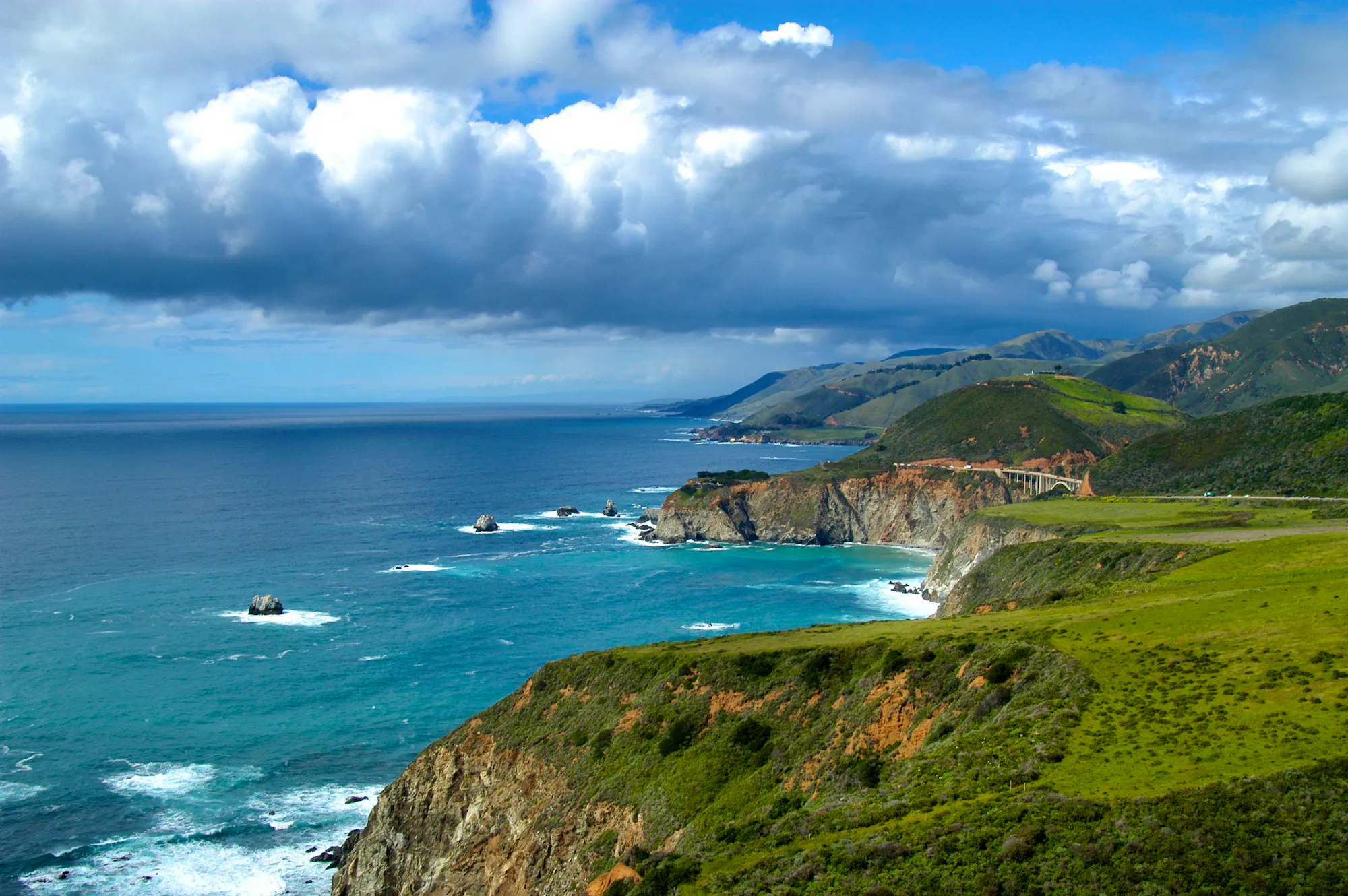 Big Sur coastline looking north to Bixby Canyon Bridge. 