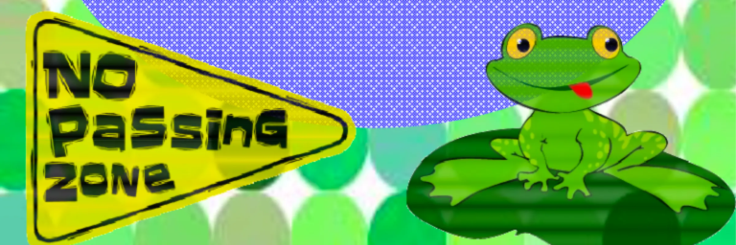 Graphic of a frog and no passing zone sign as the cover of the Watch Out for Wildlife Fun Book