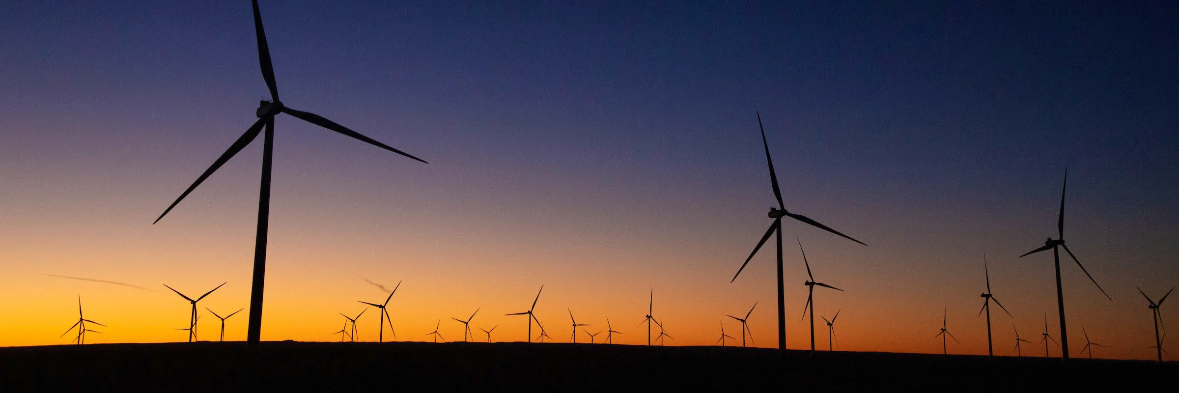 Wind farm at sunset